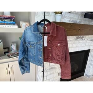 Driftwood Women's Blue/Brown Dual Tone Button Down Denim Jacket Size M